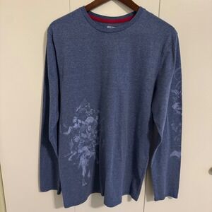 Justice League DC Comics Mens Long Sleeve Graphic T-Shirt Blue Heather Medium